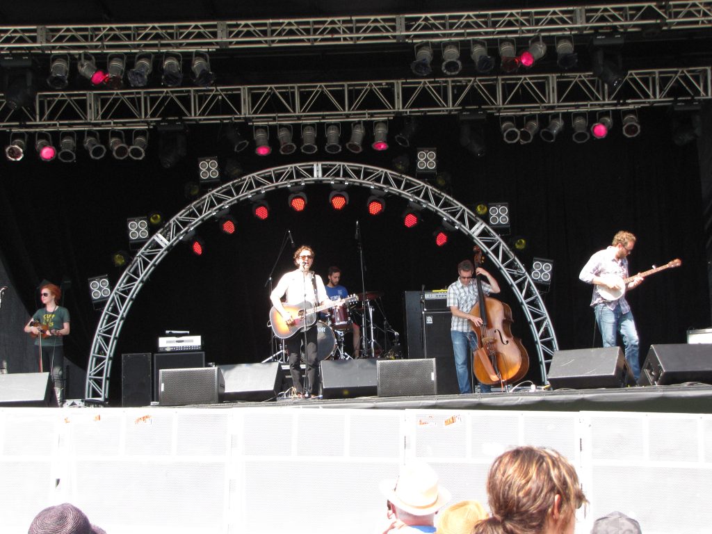 Great Lake Swimmers — Great Lake Swimmers performing at the Burlington Sound of Music festival. From left: Miranda Mulholland, Tony Dekker Greg Millson, Bret Higgins, Erik Arnesen